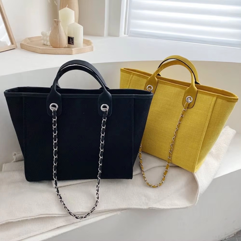 Women'S Young Bags - กระเป๋าโท้ทผ้าแคนวาสสำหรับผู้หญิง กระเป๋าถือใบใหญ่ กระเป๋าสะพายไหล่แบบมีสายโซ่ กระเป๋าสะพายข้างใบใหญ่สำหรับสุภาพสตรี กระเป๋าสำหรับสาวๆ กระเป๋าช้อปปิ้งใหม่
